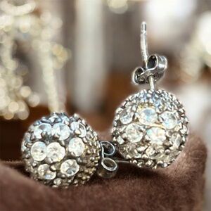 Elegant Silver Crystal Stud Earrings